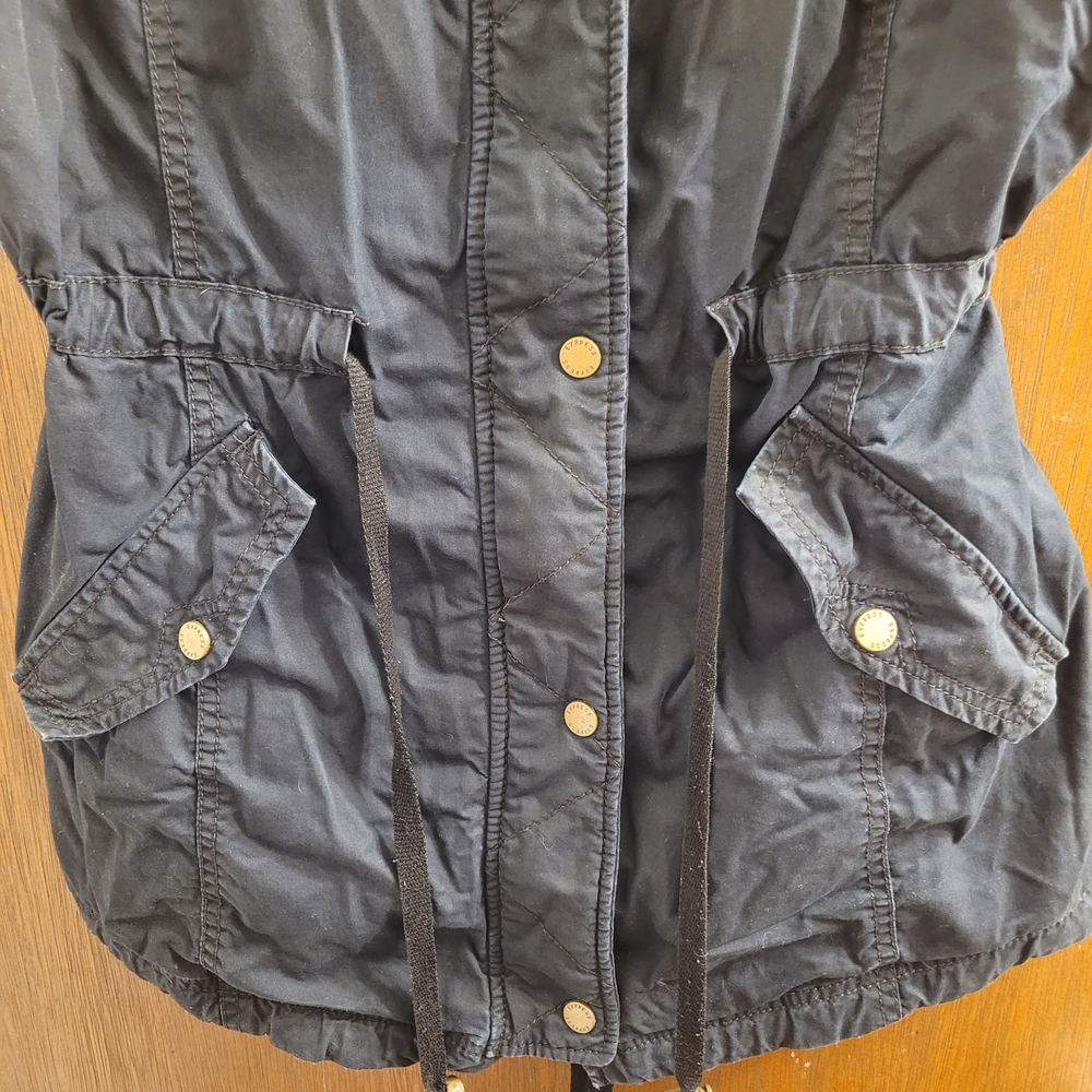 Express Women's Black Utility Vest Cinched Waist Quilted Gothic Grunge Street SM - Picture 3 of 7